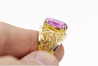 Vintažiniai amatai Žiedas Ametistas 14k geltono aukso vrc057y